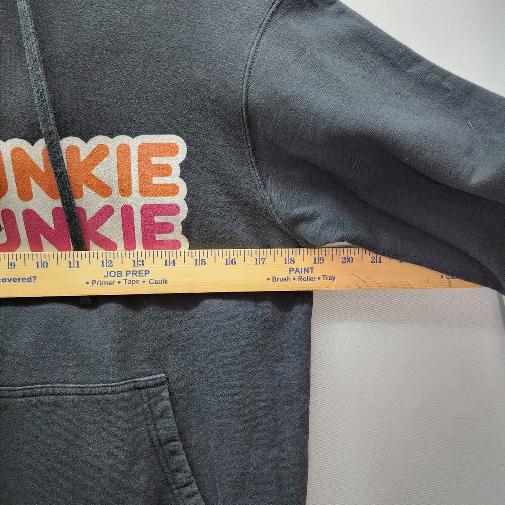 Port Company DUNKIE JUNKIE Donut Hoodie SMALL Black Pullover Coffee Faded Grungy - Picture 7 of 10